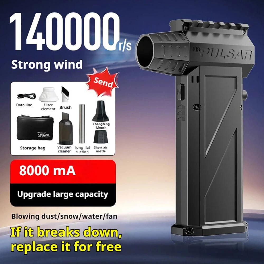 Powerful Handheld Electric Air Blower, 110000RPM Turbo Jet Fan with Brushless Motor, Rechargeable Violent Air Dryer