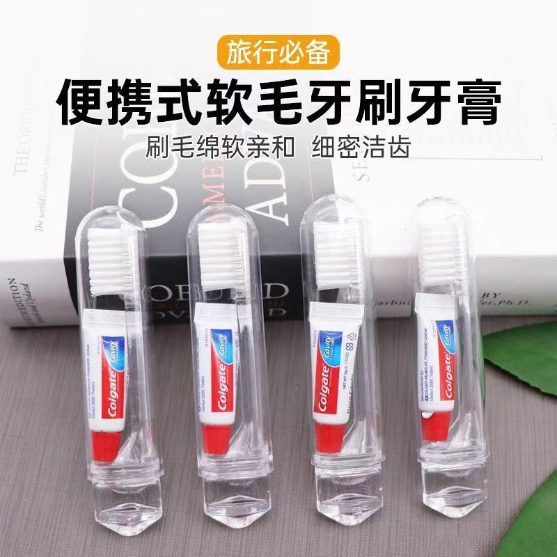 Portable toothbrush, toothpaste, all-in-one mini toothbrush, toothpaste, carry-on whitening kit, air travel