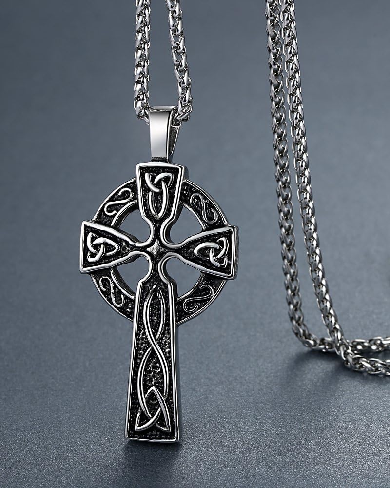 Premium Quality Stainless Steel Round Cross Design Pendants Necklace
