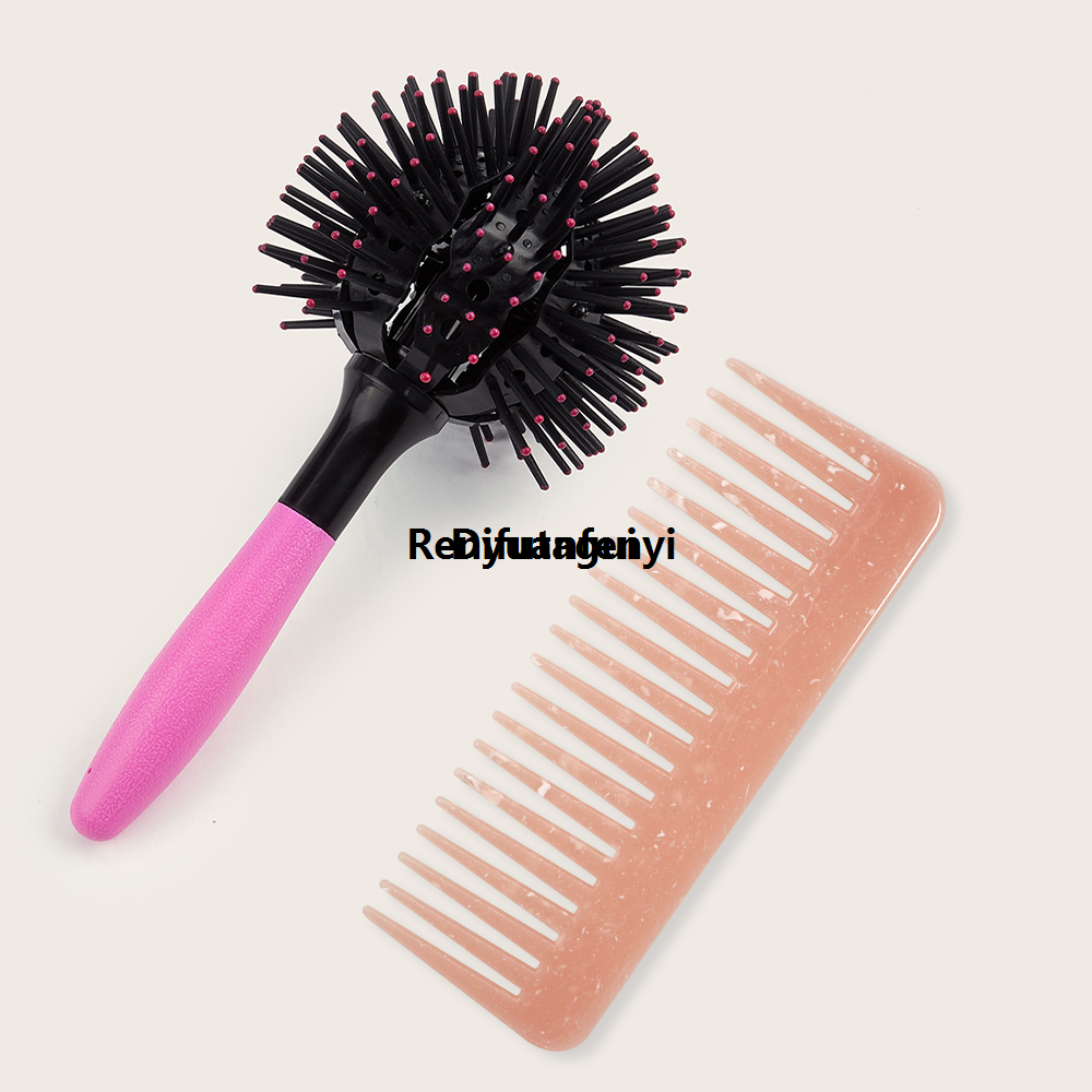 Difutagui Wide Tooth Comb and 3D Curl Hair Brush Detangling Hairbrush Salon Sales Special promotion Round Hair Curling Curler Wet Dry Comb Styling Hair Tools
