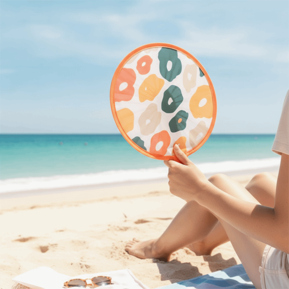 Folding Round Collapsible Pocket Fan Mini Portable Handheld Fan Cute Cartoon Pattern Foldable Fan Summer