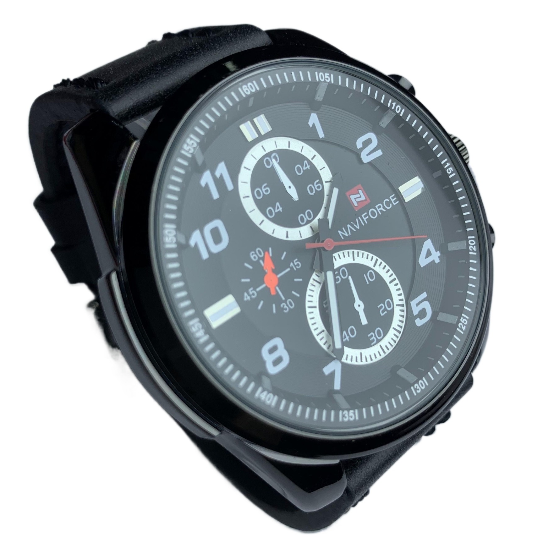 New Round Black 1,2,3,4 White Numbering Dial Black Leather Strap Fashionable Waterproof Best Quality Watch For Men