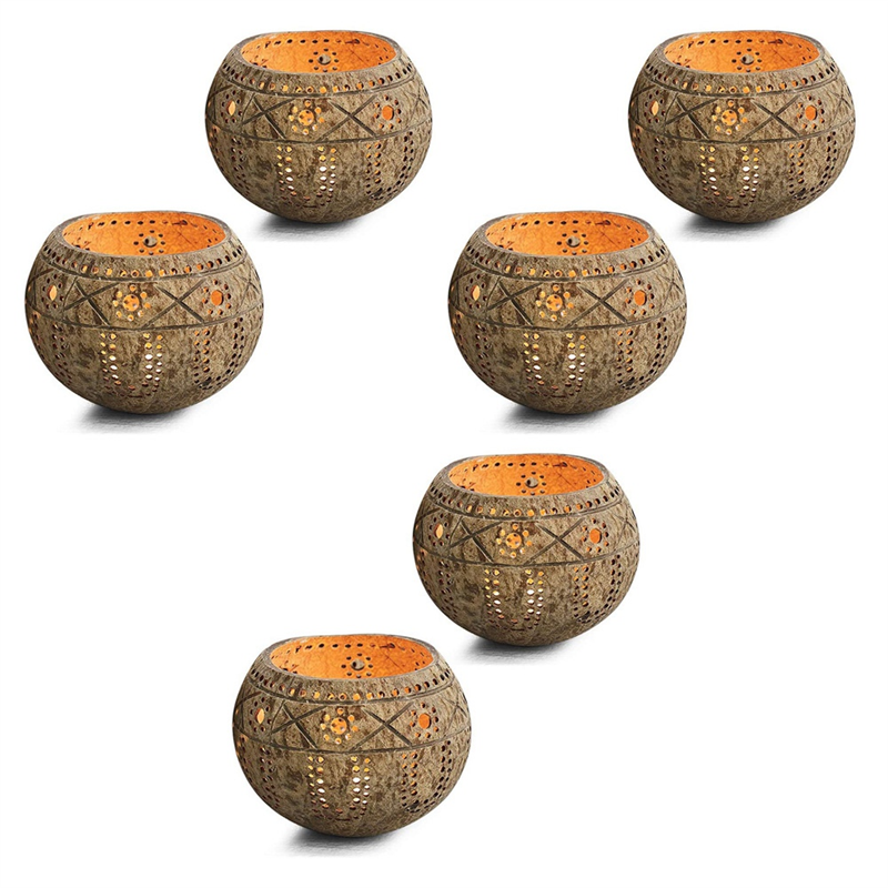 LKPCIGCXM 3X Candle Coconut Shell Bowl,Candle Holders,Handmade Coconut Shell Candle Holder for Tealight Small Pillar,Storage Bowl