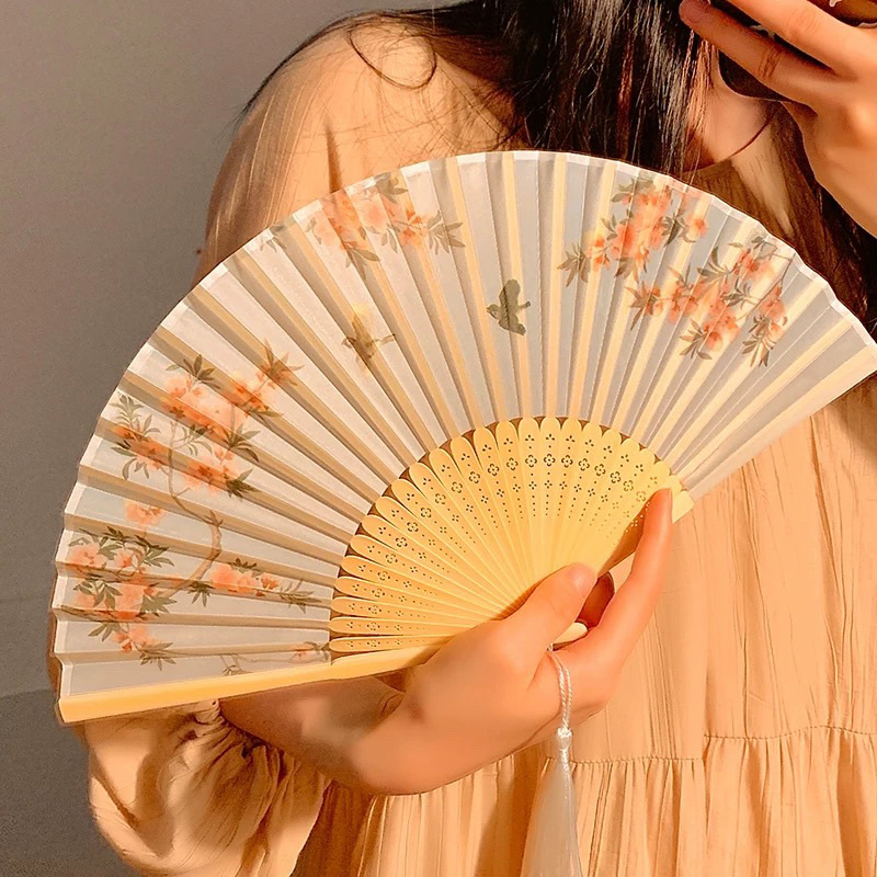 New Chinese Style Ancient Style Begonia Folding Small Fan for Women Summer National Style Hanfu Photo Portable Folding Fan High Aesthetic