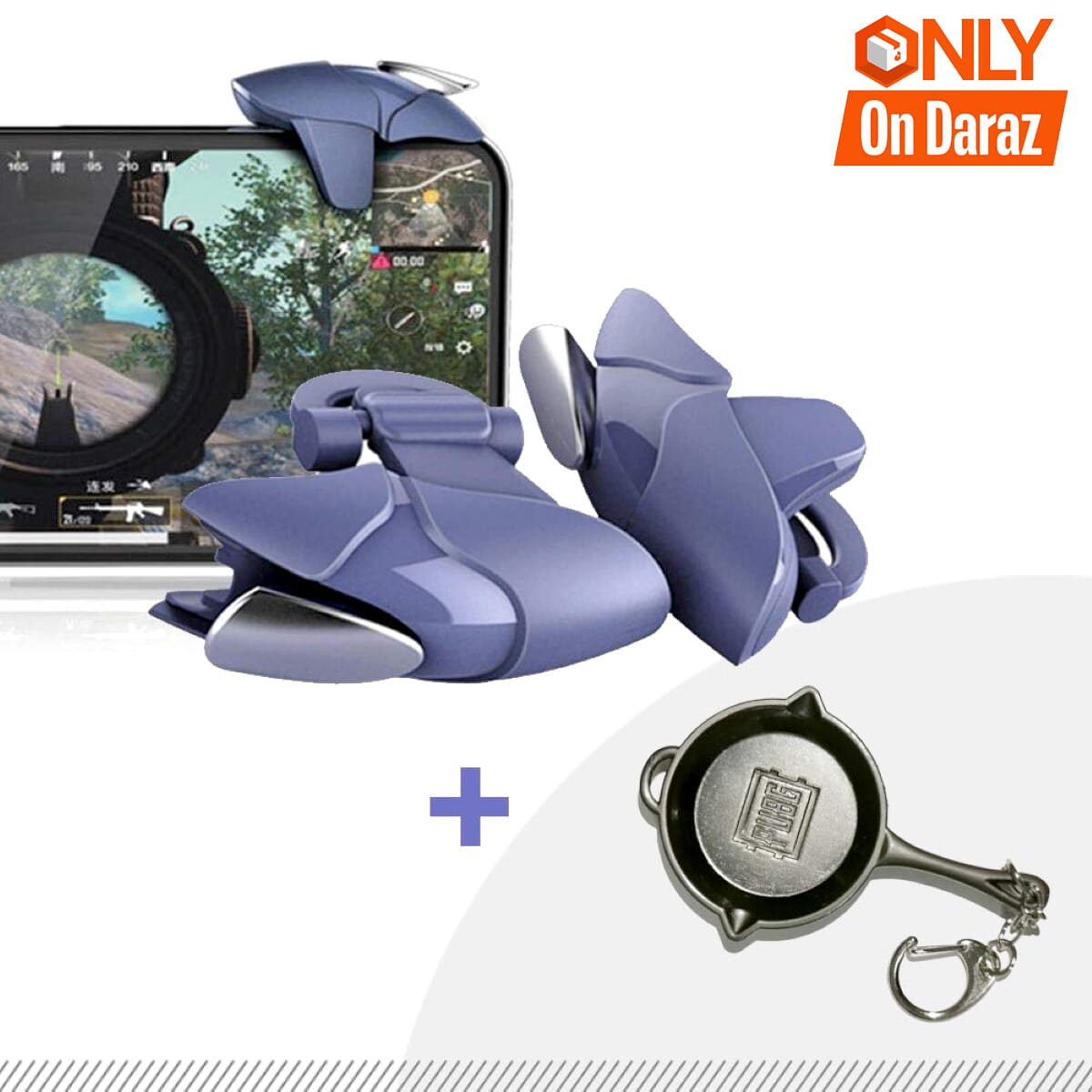 Pubg Combo of Blue Shark Pubg Trigger+Pan Keychain