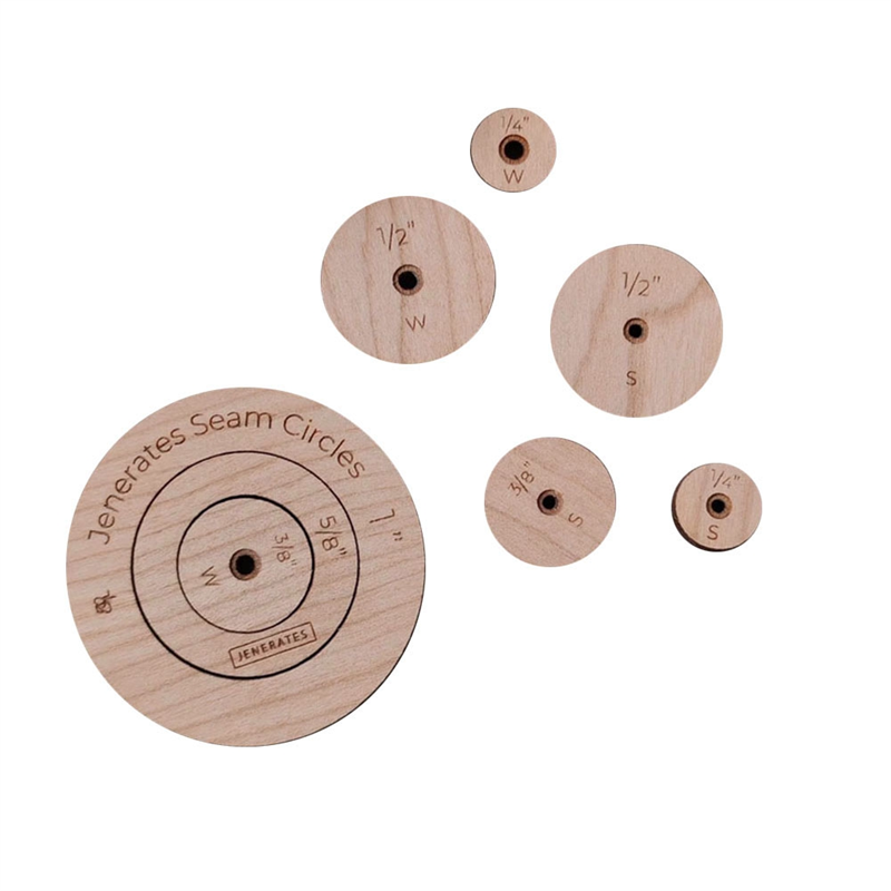 Wooden Circle Quilting Template Toos Set Seam Admission Marker Seam Roller Tracing Wheel Sewing Tool