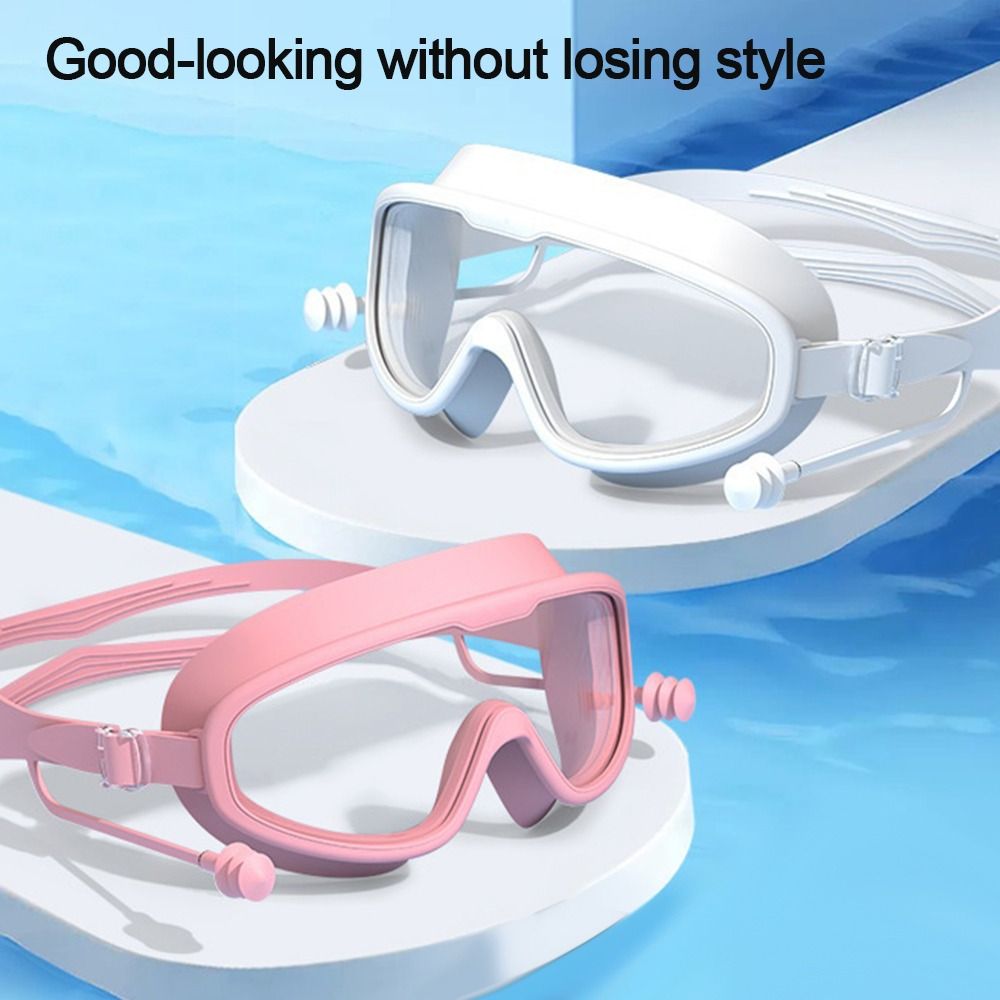 Mirror swimming goggles waterproof wide viewing angle universal male and female practical HD anti-fog swimming with earplugs glasses