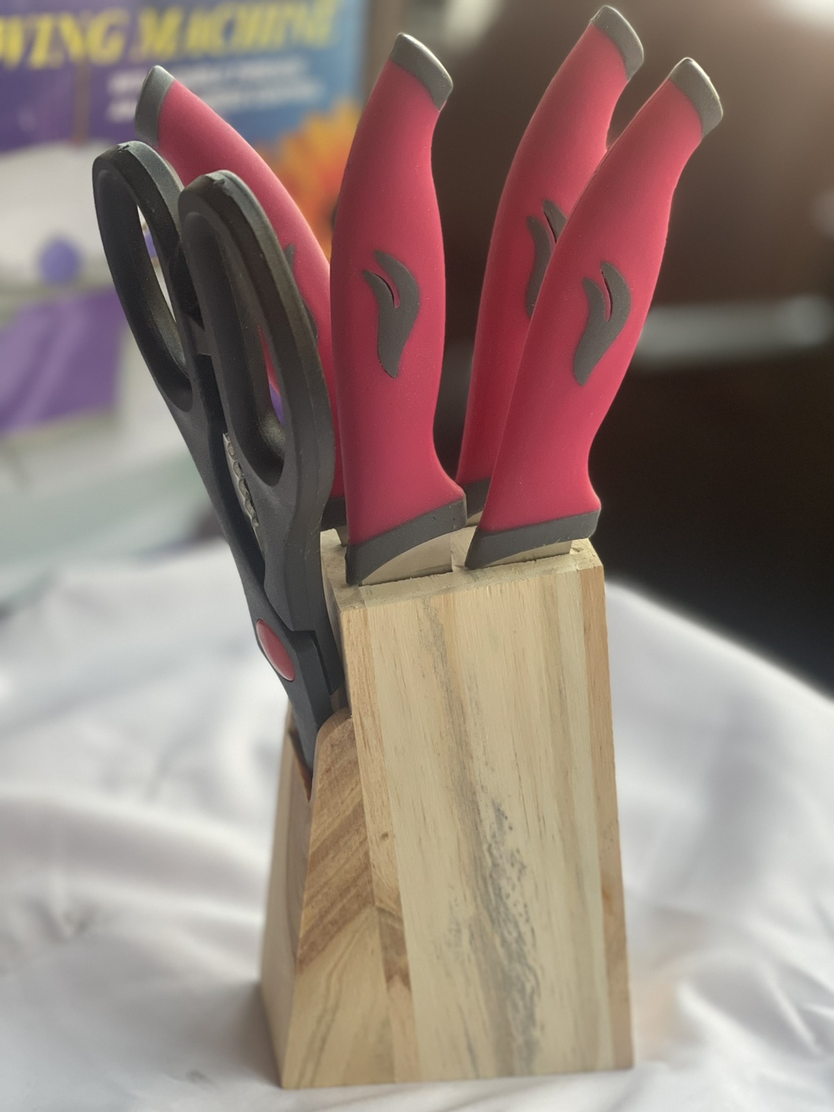 Kitchen Knife Set with Wooden Block Stand 5pcs set