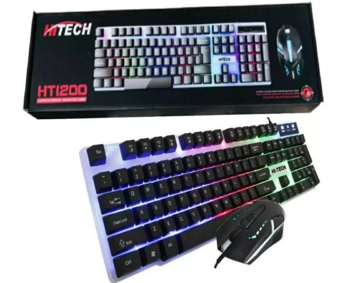 Hi-Tech HTI 200 RGB Gaming Keyboard & Mouse Combo - Backlit LED Keyboard with High-Precision Gaming Mouse