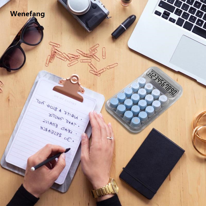 Wenefang Mechanical Calculator Anti-Slip Desk Calculator With Mechanical Buttons Cute Transparent Handheld Aesthetic Calculator For
