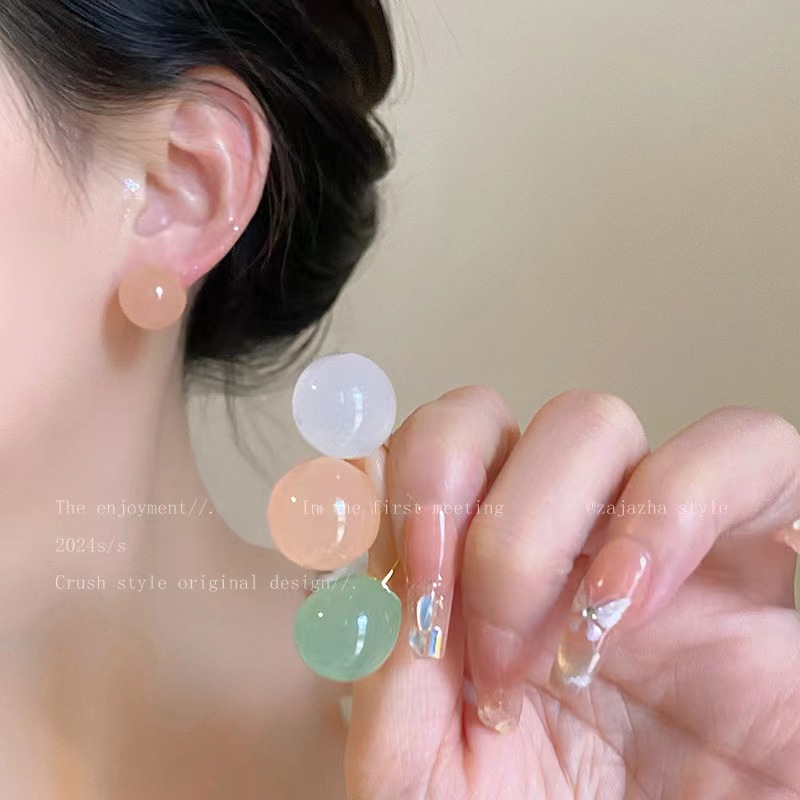 【Special offer】2024 New Jelly Color Ball Earrings Women's Summer All-match Simple Elegant High-grade Earrings