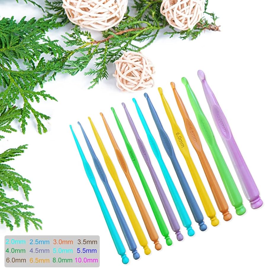 Plastic Crochet Hooks 12 pcs/1 Pc Different Sizes (2.0mm - 10.0mm) Crochet Needles QLRFFLJOY Colorful Crochet Hook Set DIY Yarn Weaving Tools for Scarf Hat Gloves Knitting