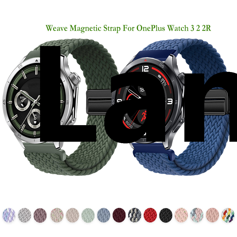 Lanyun 22mm Nylon Weave Magnetic Buckle Band for OnePlus Watch 3 2 2R Men Luxury Women Soft Adjustable Bracelet for OnePlus Watch 3 2 2R 22mm