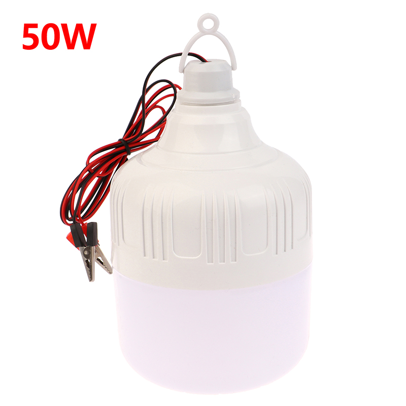 50W 12V Portable Clamp Emergency Light Rechargeable LED Lantern Outdoor Tent Lamp BBQ Fishing Camping Lighting Bulb
