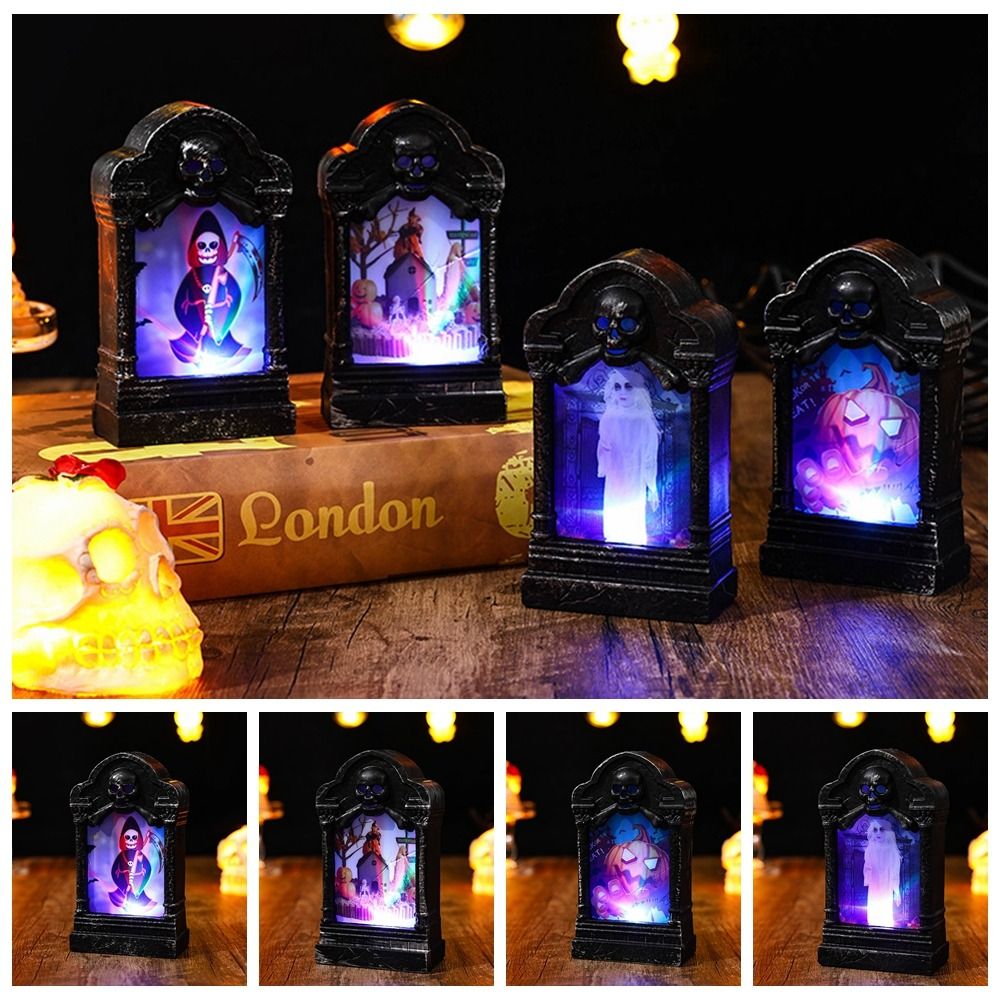 Portable Creative Luminous Tombstone Night Light Retro Scary Lamp Three-dimensional Colorful LED Nightlight Room Decor