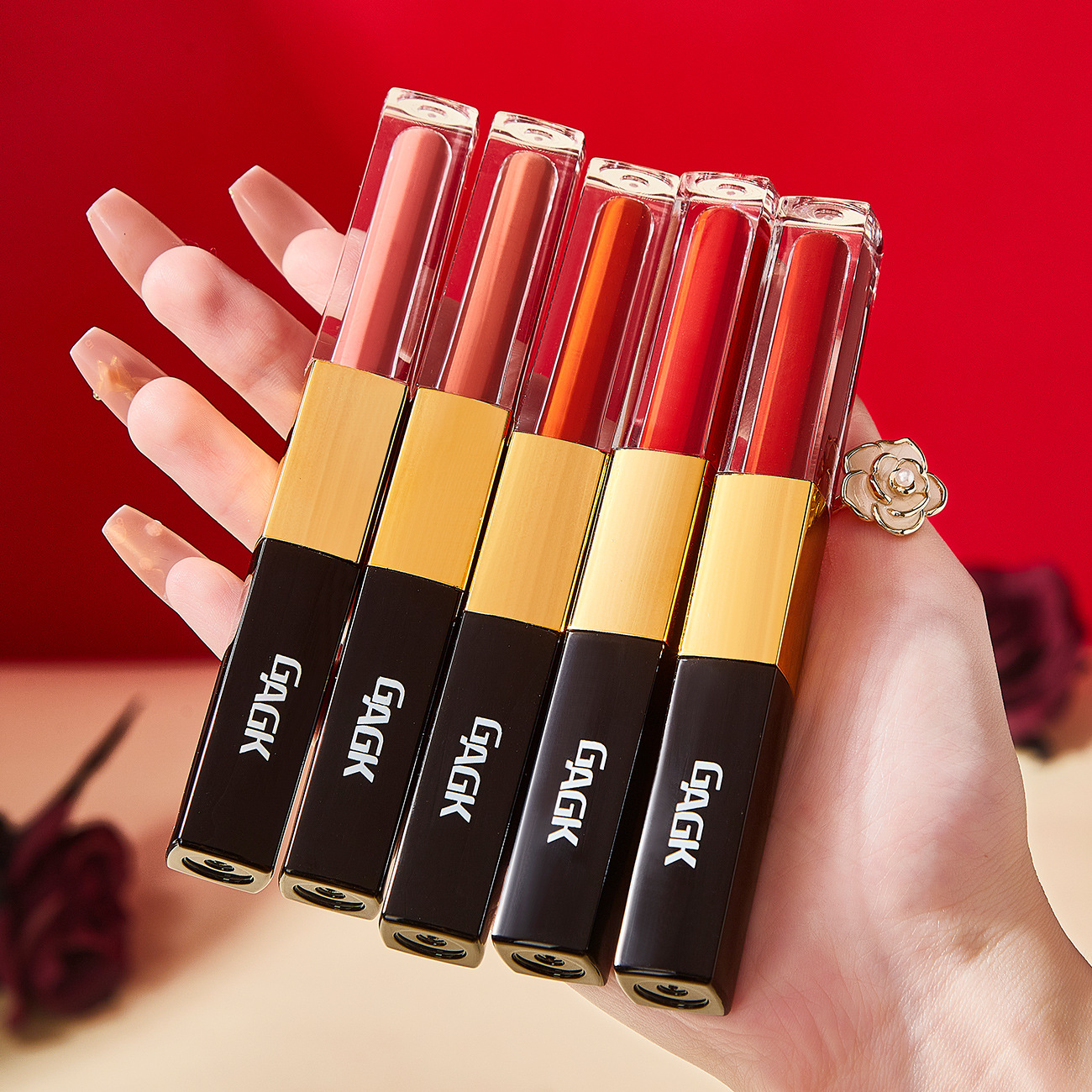 GAGK Double Stick Cup Lip Glaze Lipstick Raincoat Waterproof Long Lasting White Velvet Matte Matte Student Party Lip Clay