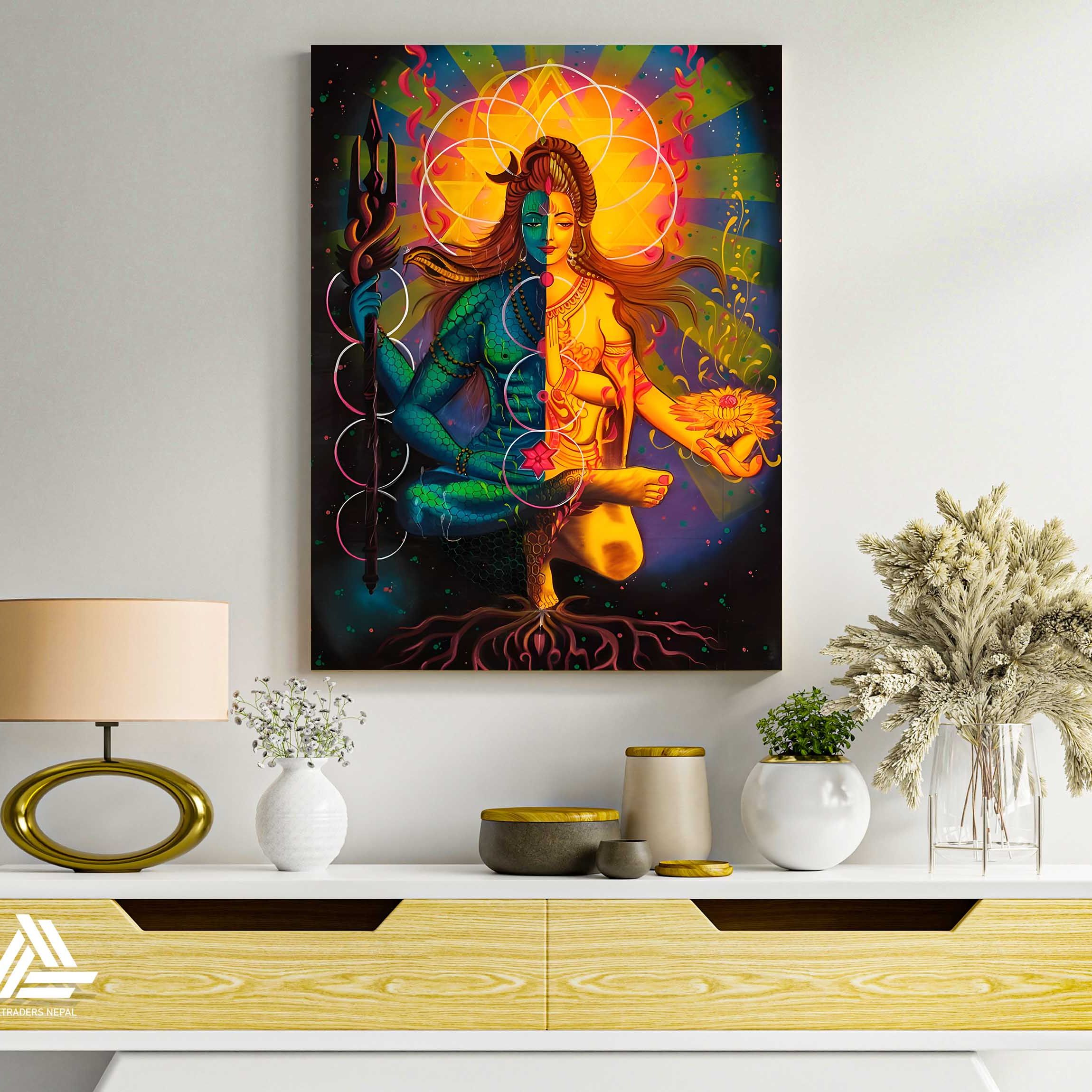 Lord Shiva Single Panel Canvas | Wall | Home Decor | Canvas | Wall Art With Frame Inside By Etraders Nepal