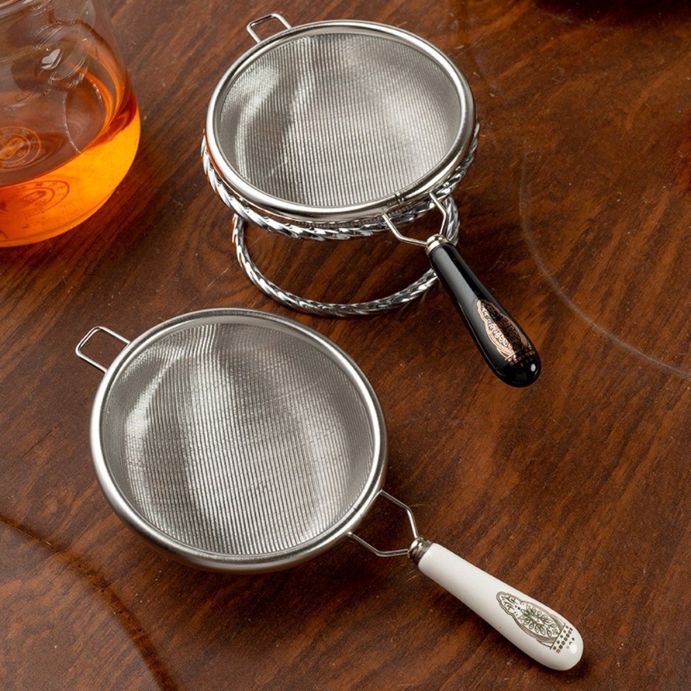 New 304 Stainless Steel Fine Mesh Strainer Long Handle Fine Mesh Colander Sieve Multi-function Oil Strainer Kitchen Baking Tools