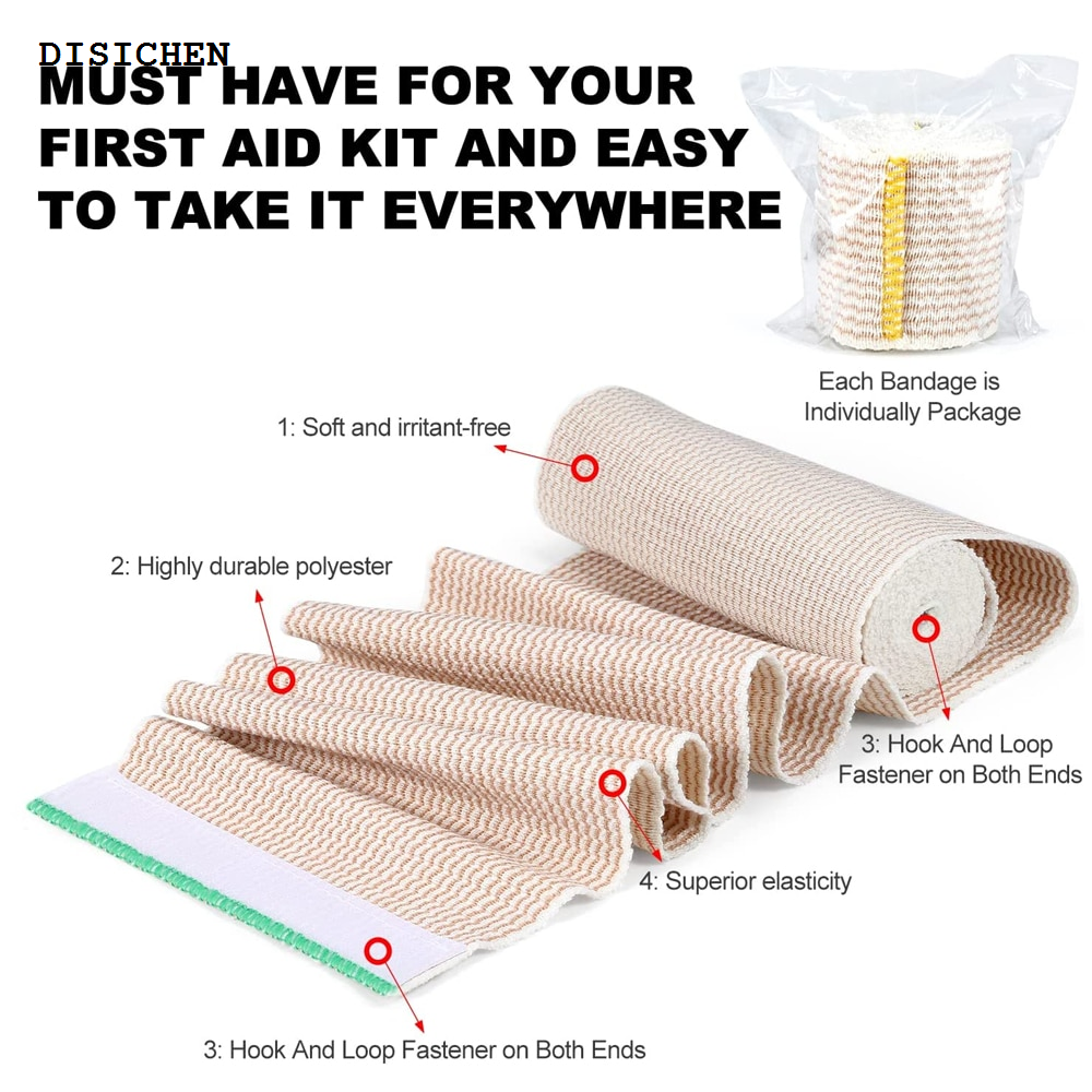 DISICHEN 2025 New 1 Roll Premium Elastic Bandage Wrap,Cotton Latex Free Compression Bandage Wrap with Self-Closure, Support First Aid for Sports