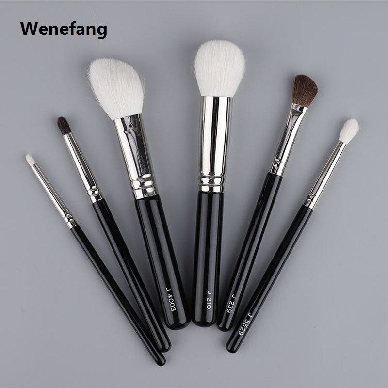 Wenefang 1pc Goat hair Round Blush Makeup brushes Angled sculpting Make up brush contour eyeshadow small smudge eye detail pointed shadow
