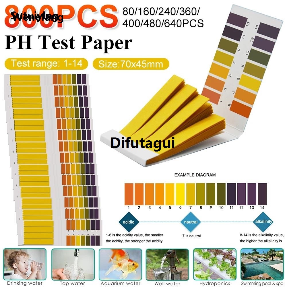 Difutagui Wenefang Sutuiying 80-800PCS Professional 1-14 pH Litmus Paper Ph Test Strips Water Sales promotion Original New style Cosmetics Soil Acidity Test Strips Measuring With Control Card