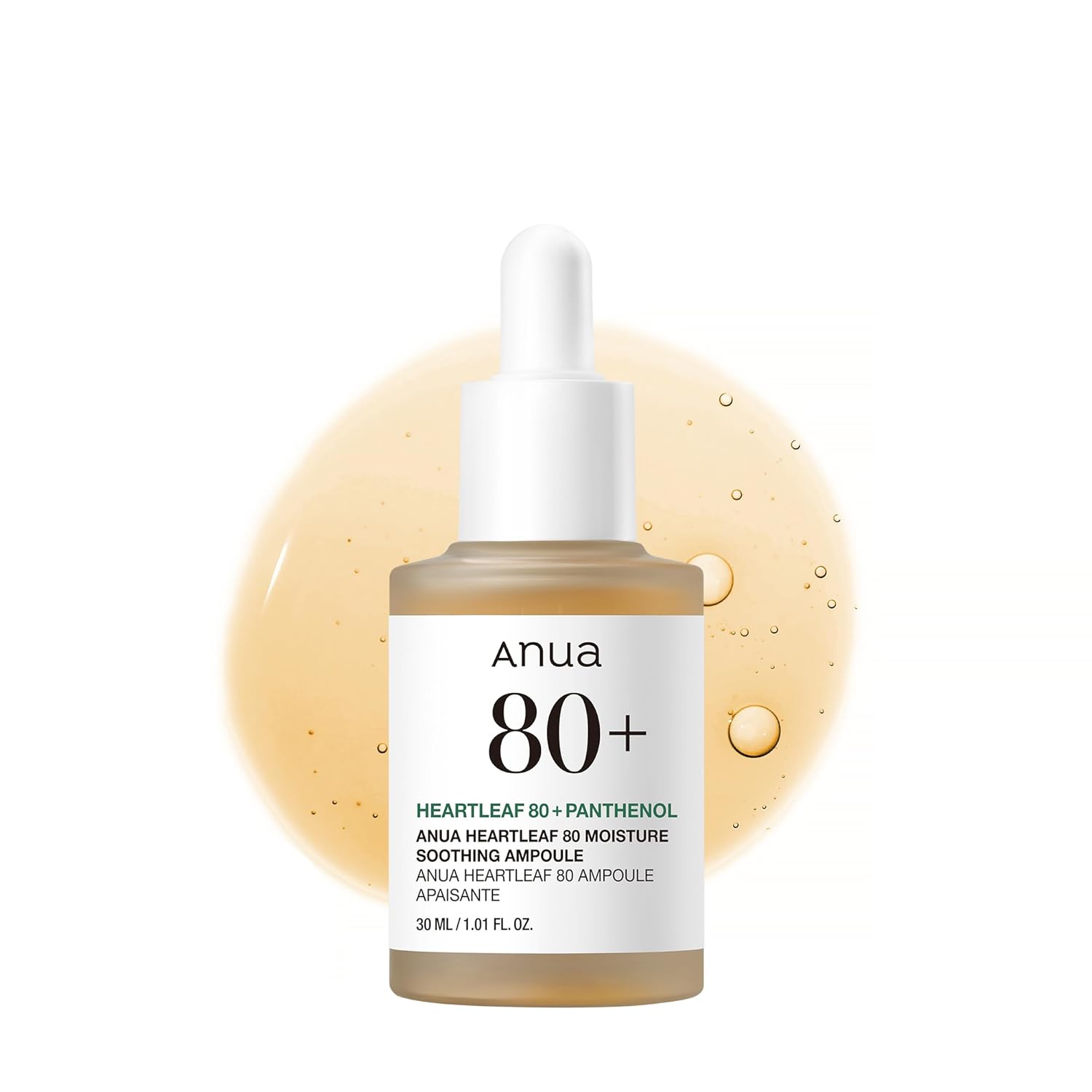 Anua Heartleaf 80 Soothing Ampoule (30ml / 1.01 fl. oz.) - Hydrating & Calming Facial Serum with Panthenol & Hyaluronic Acid| Korean Skincare