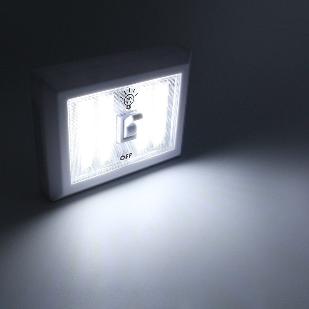 NEW 【Innovative design】7W COB Led Novelty Lamp Indoor Wall Light 4 Pcs AA Battery Powered With Switch On/Off Super Bright For Kids Cabinet