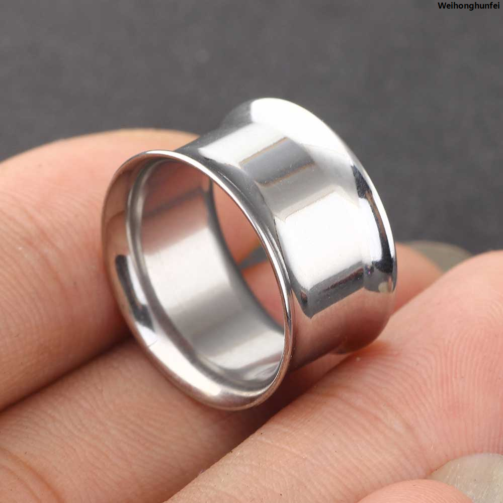 WeihonghunfeiSales promotion 【The road to happiness Store】TIANCIFBYJS 2pcs Stainless Double Flared Screw Flesh Tunnel Ear Gauges 5 Colors Hollow Plugs Expander Piercing Jewelry