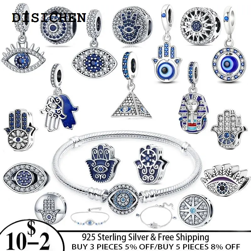 DISICHEN 925 Silver Color Evil Eye Charm Demon Eye Bead For Original Pandora Bracelet Bangle DIY Making Fashion Jewelry Gift