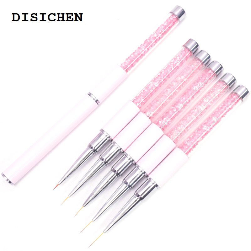 DISICHEN 2025 New 1Pcs Nails Art Brush Lines Stripe Flower Painting Drawing Pen Acrylic UV Gel Extension Grids Brush 3D Design DIY Manicure Tools