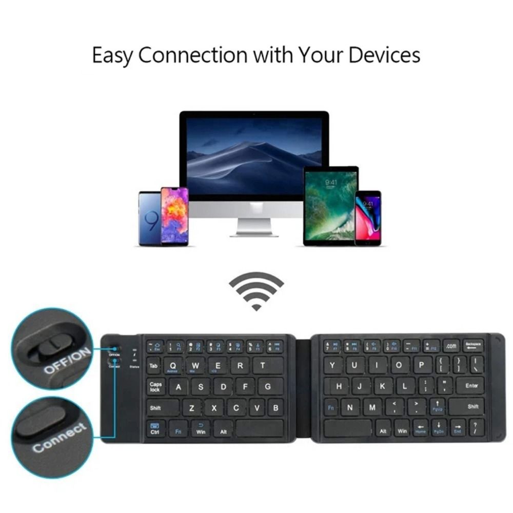 Fashion Slient Wireless Folding Keyboard Rechargeable Slim Design Bluetooth Keyboard Universal Mini Foldable Keyboard Tablet