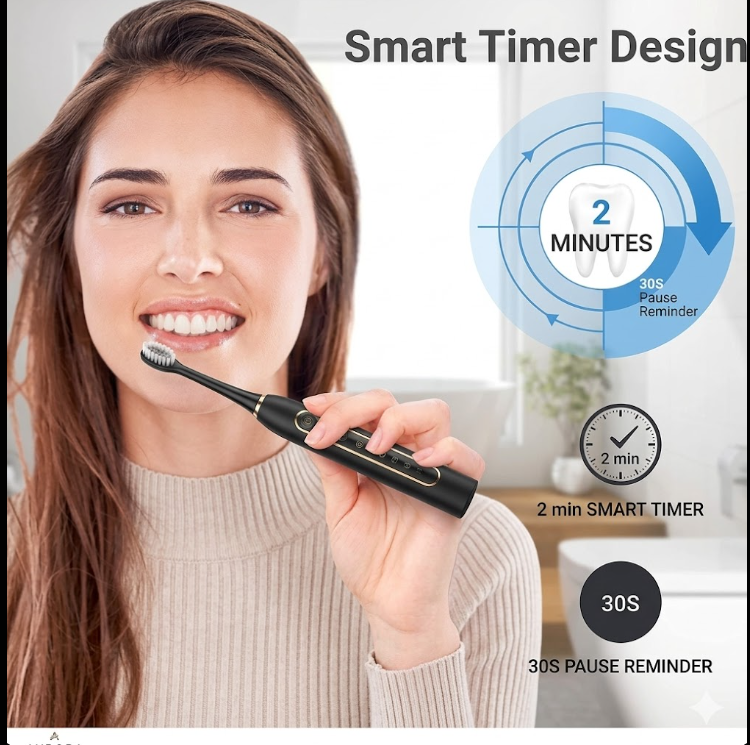 Sonic X9 Rechargeable Electric Toothbrush with Extra 4 brush Head | 5 speed Modes