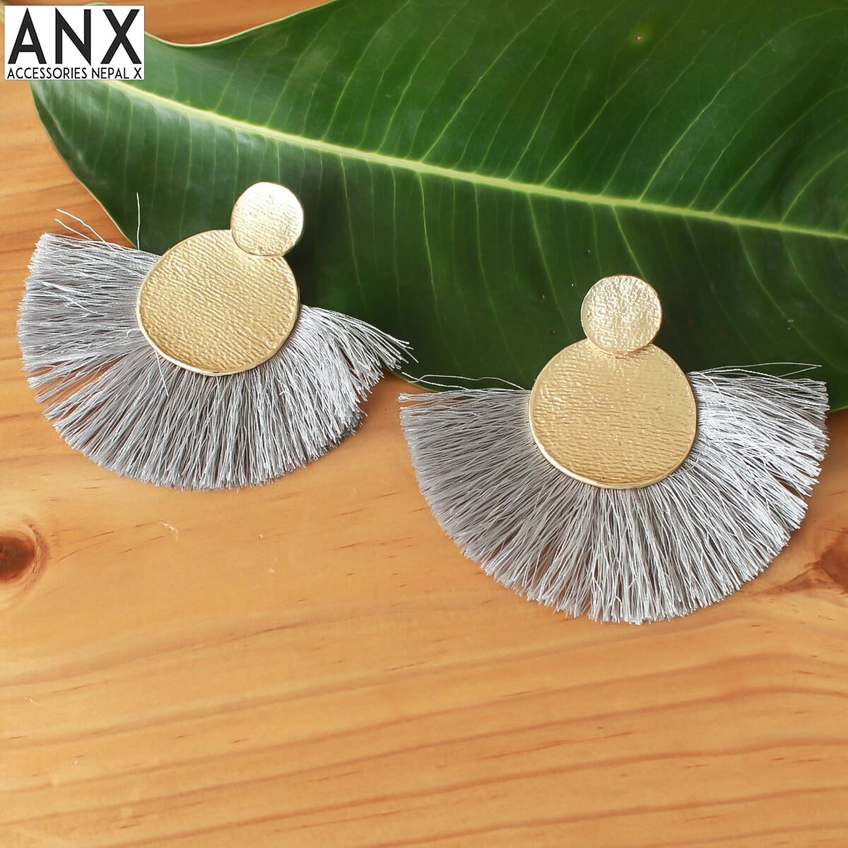 ANX Grey Tassel Drop Earrings For Women