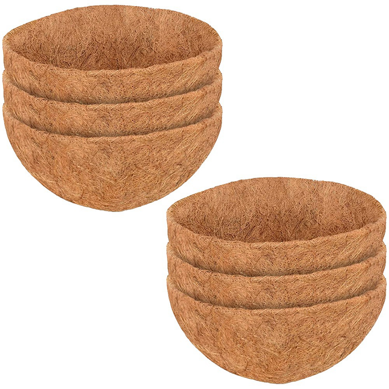 6 Pcs Round Coconut Liner Natural Coconut Fiber Basket for Hanging Baskets Flowers