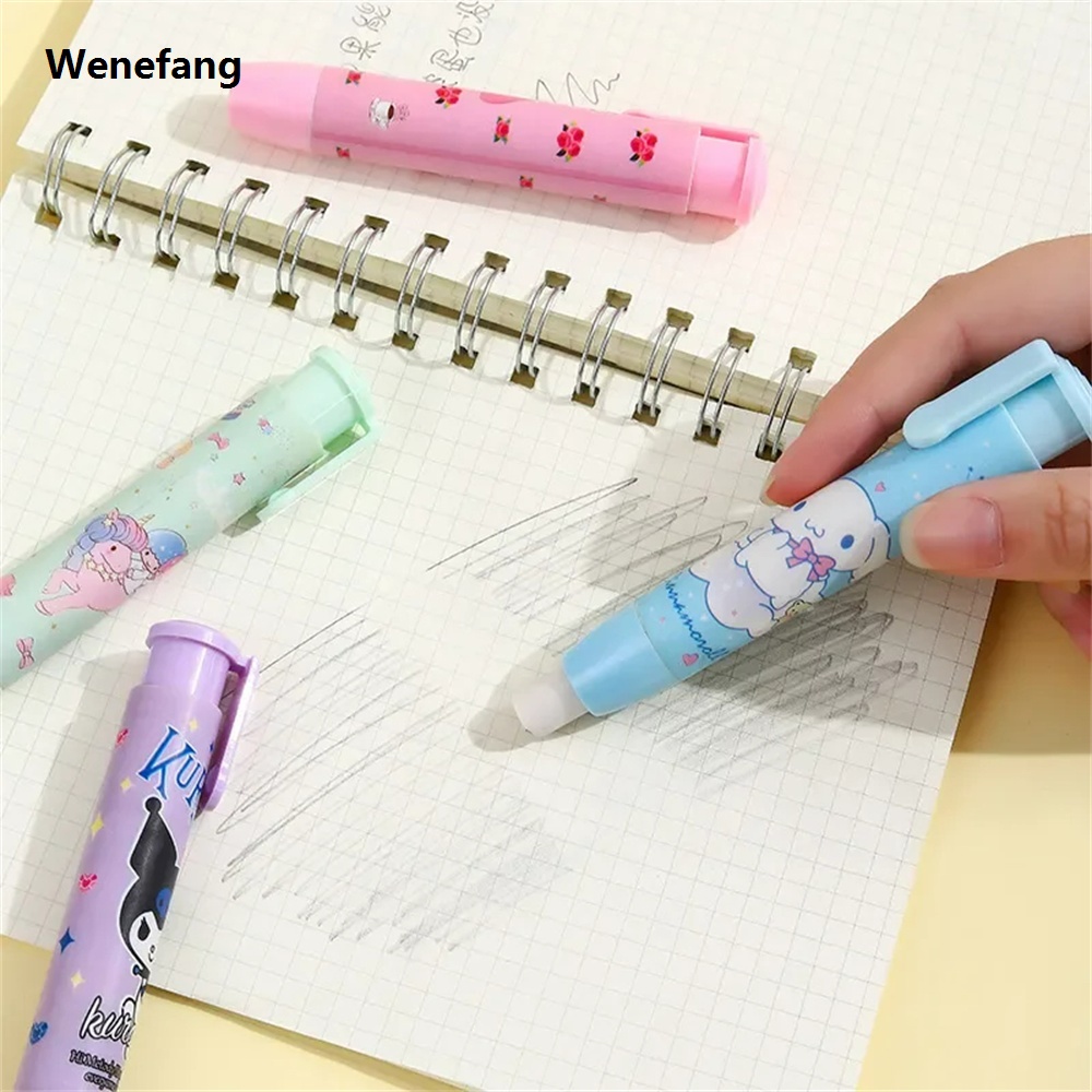 Wenefang Creative Sanrio Hello Kitty Press Eraser Anime Kuromi Melody Cinnamoroll Cartoon Kawaii Stationery Gift Office School Supplies