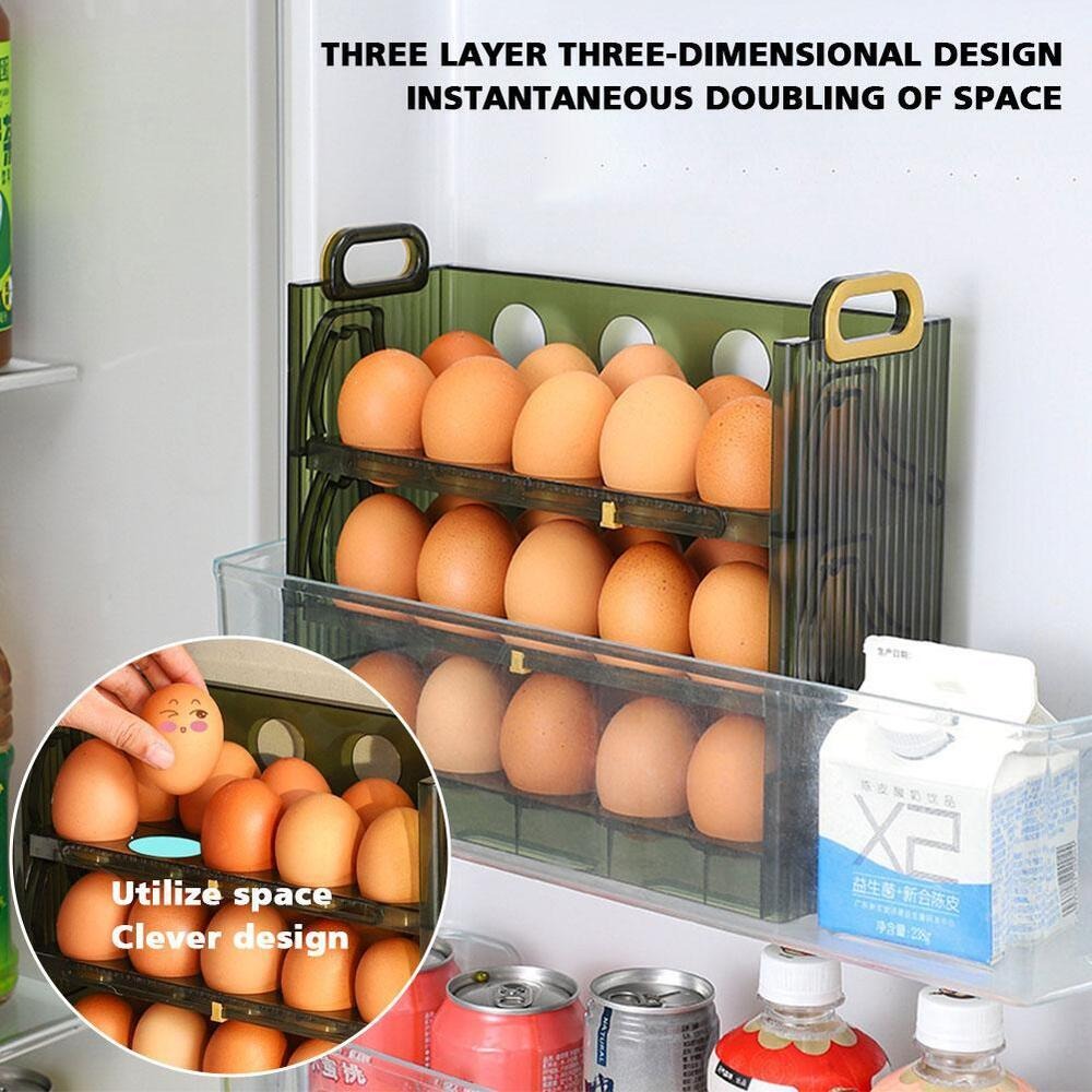 New PP Egg Tray Refrigerator Side Door Kitchen Storage Storage Box 18/30/42Grid Egg Box