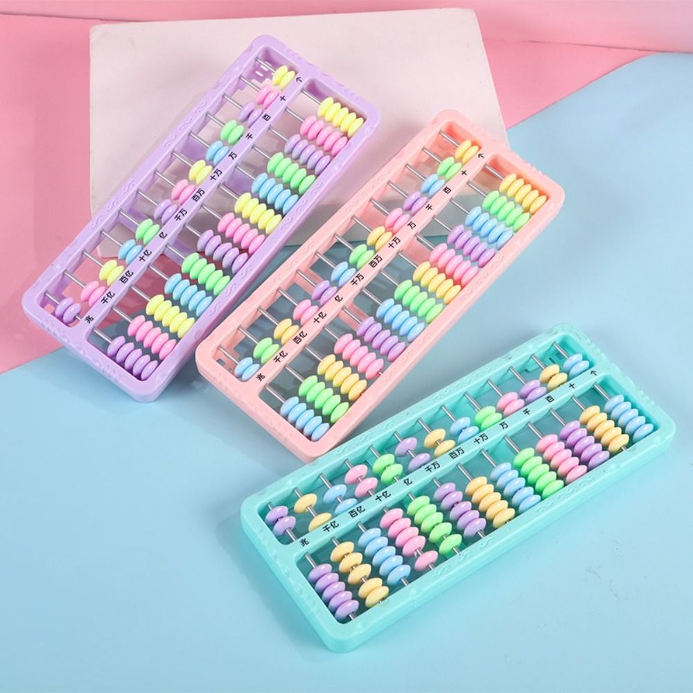 Montessori Plastic Plastic Abacus Black Blue Pink Rectangle Calculation Rack 13/15 Digits Counting Abacus Preschool