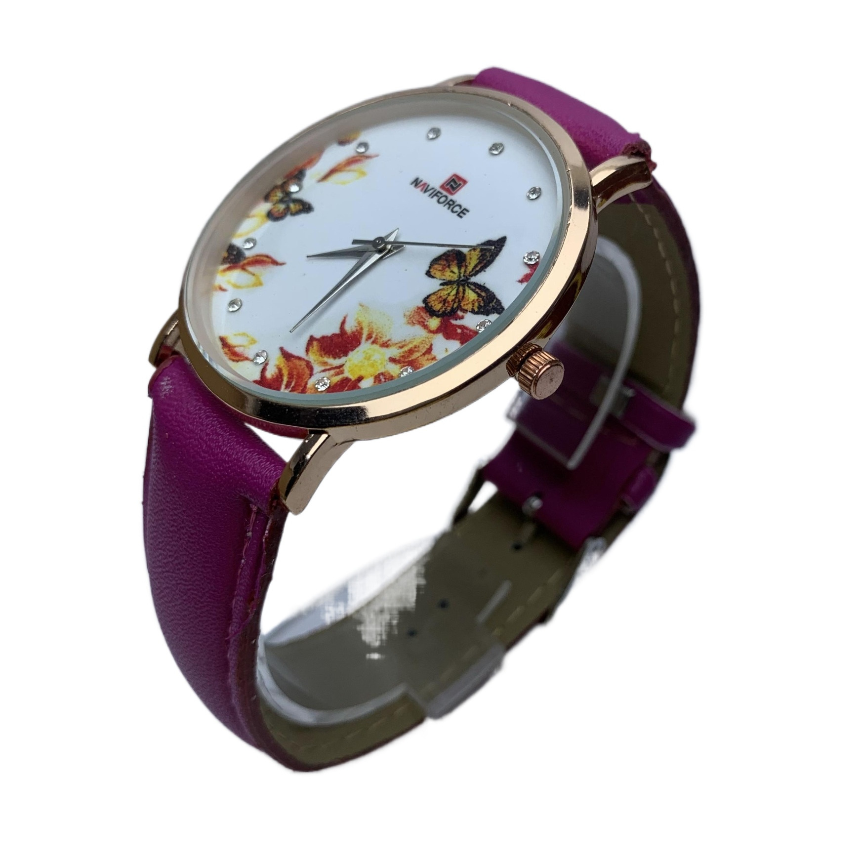 Leather Belt Pink Round Dial Quartz Moment Attractive Design Wrist Watch For Women