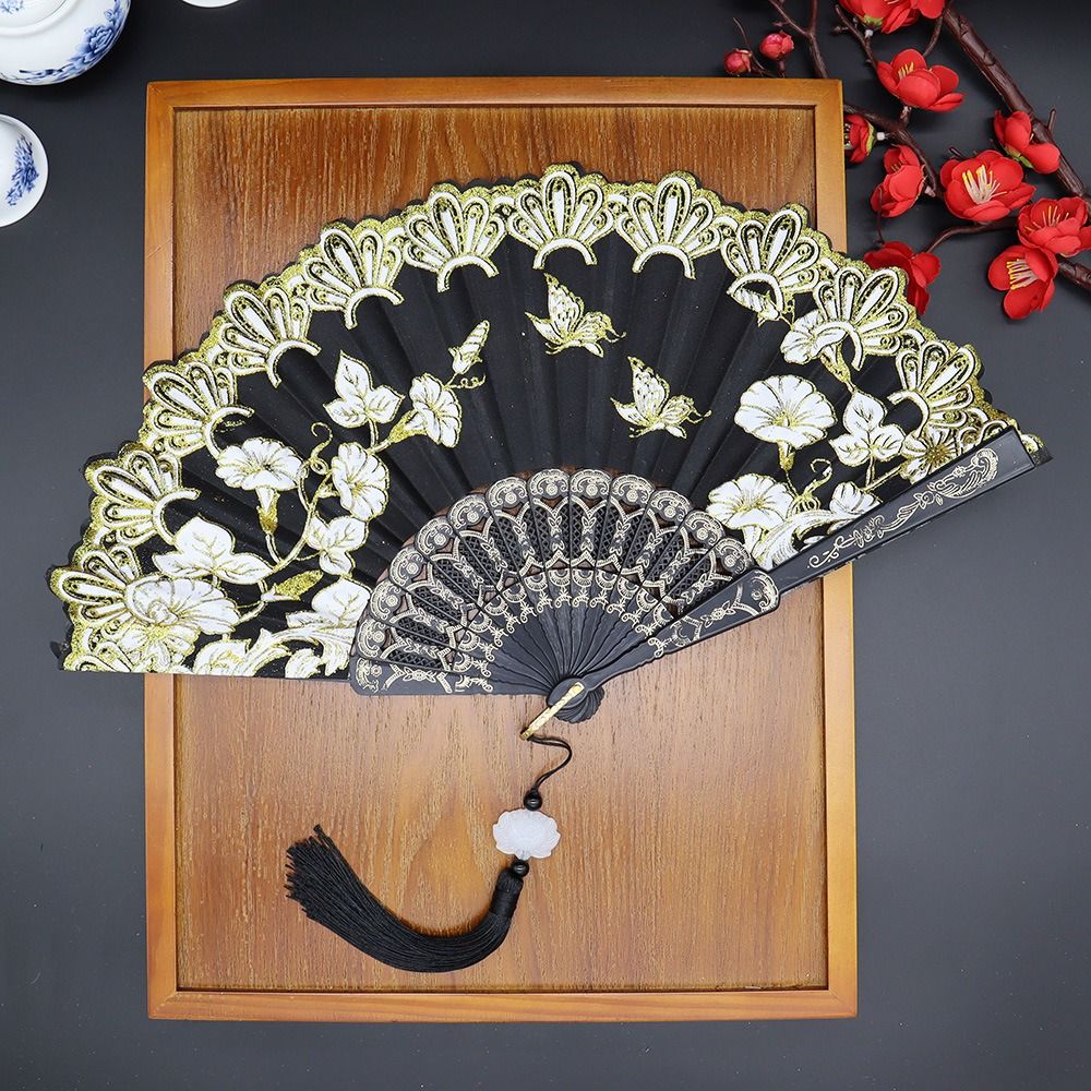 Bamboo Antique Folding Fan Chinese Style Fan Summer Female Dance Fan Portable Elegent Flower Hand Held Fan Exquisite Gifts