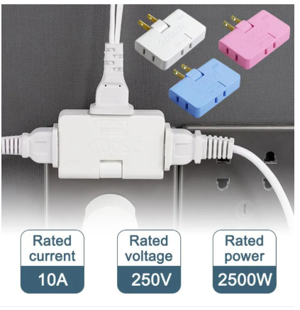 180 degree Socket Converter One In Three 180 Degree Extension Plug US Multi Plug Mini Slim Wireless