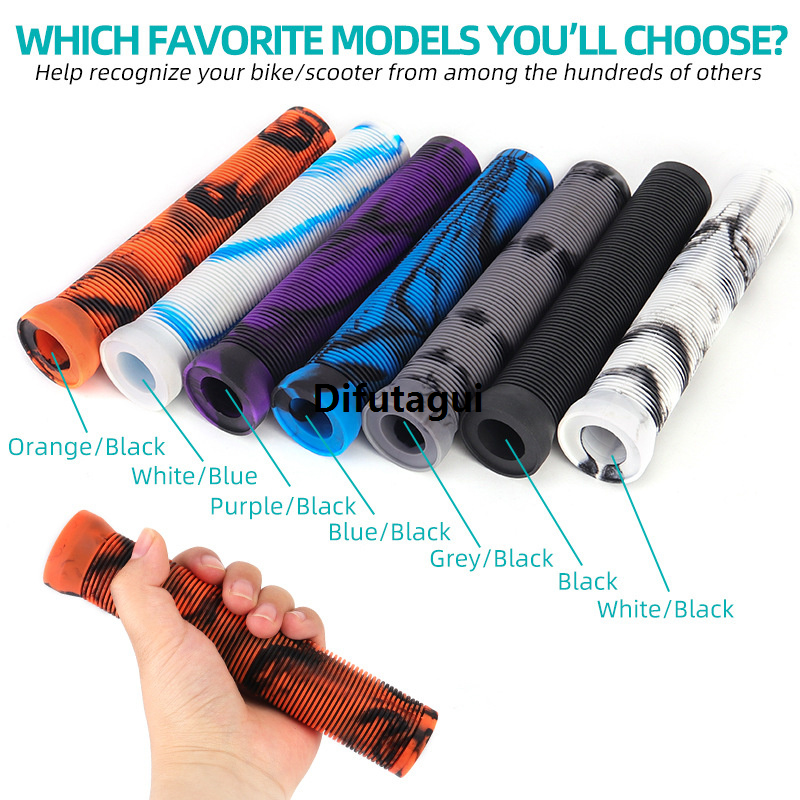 Difutagui Bicycle Dead Gear Extended Rubber Handlebars Extreme Scooter Handlebars High Quality Thickened Non-slip Shock-absorbing Soft Grip CVFHHH