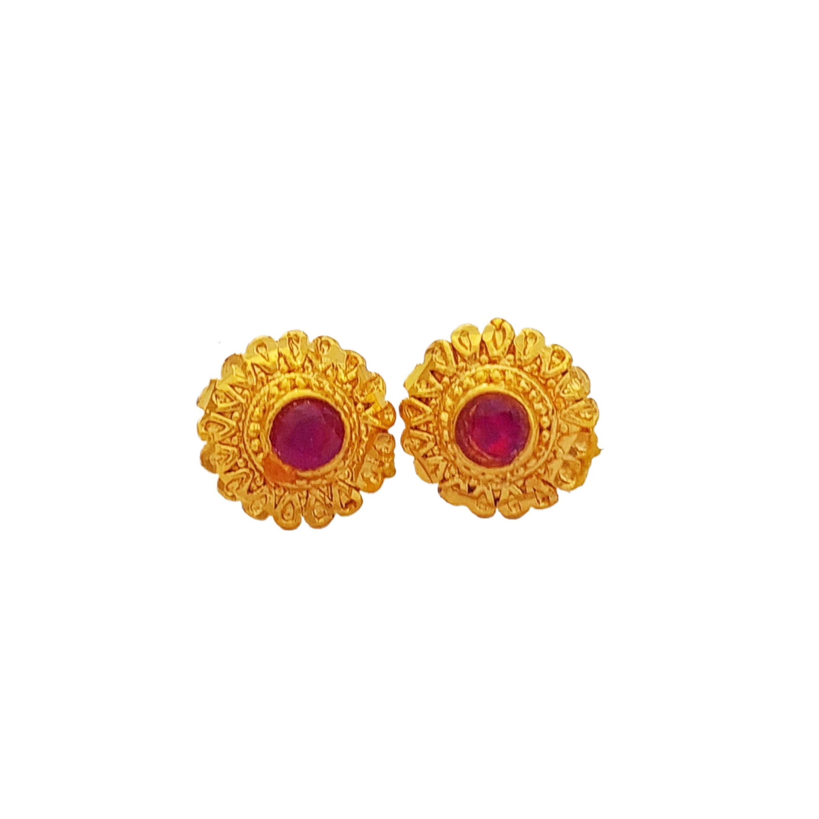 Round Top 15mm Size Stud Top | Gold Plated Top Earring Stud Design Earring Gold Polished Top Gold Design Top For married Women Golden Top Gold Looks Top Gold Pattern Top For Daily Use Top Dailyuse Top Earring Ear Accessories Ear Studs Simple Top Earring