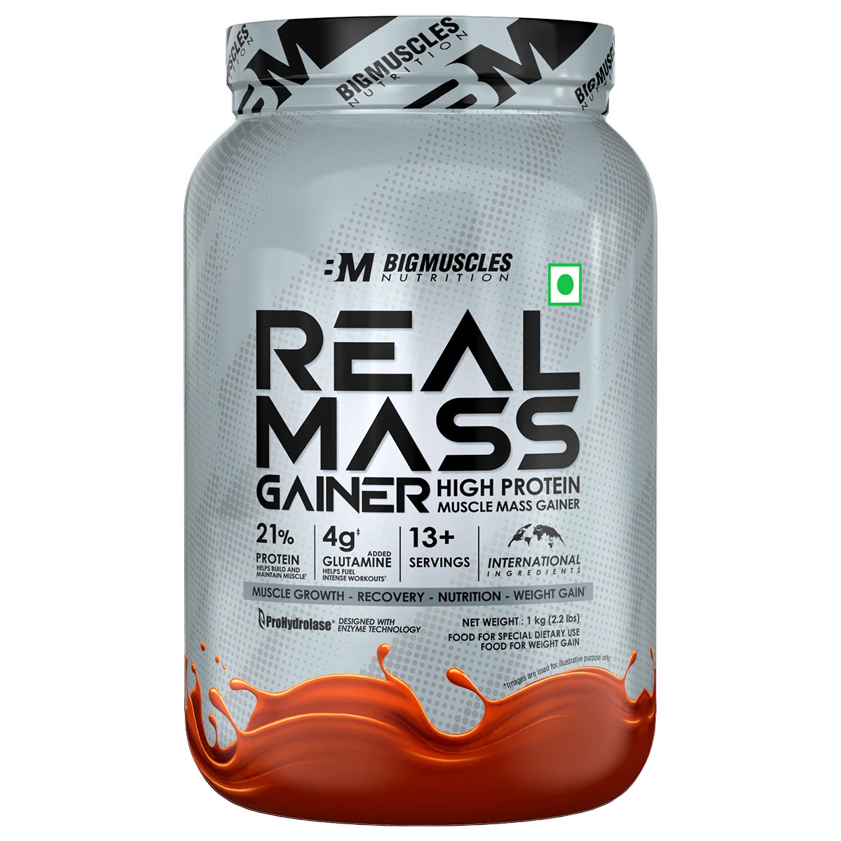 Bigmuscles Nurition Real Mass Gainer 5Kg (75g Serving) Chocolate Flavor With High Protein, Carb, Creatine & L-Glutamine