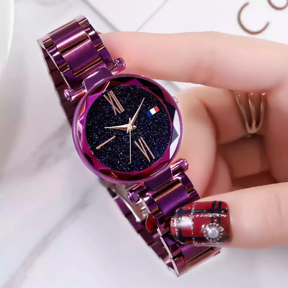 Millenium New Brand Luxury Purple Color Fashion Trendy Quartz Stainless Steel For Women