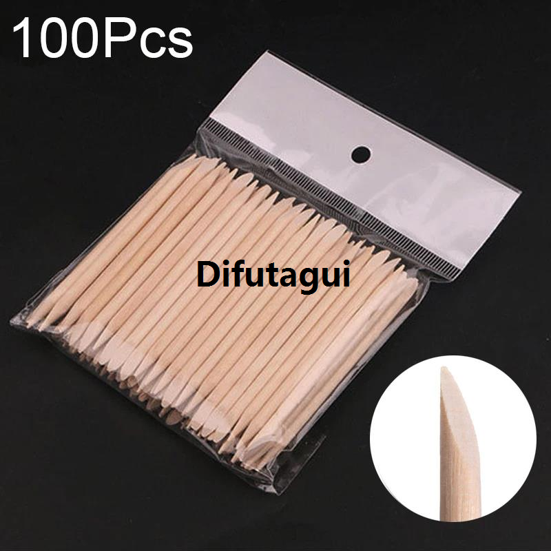 Difutagui 50/100/200Pcs Nail Art Orange Wood Sticks Cuticle Pusher Remover Sales promotion Manicure Pedicure Tool Natural Stick for Manicure Nail Tools