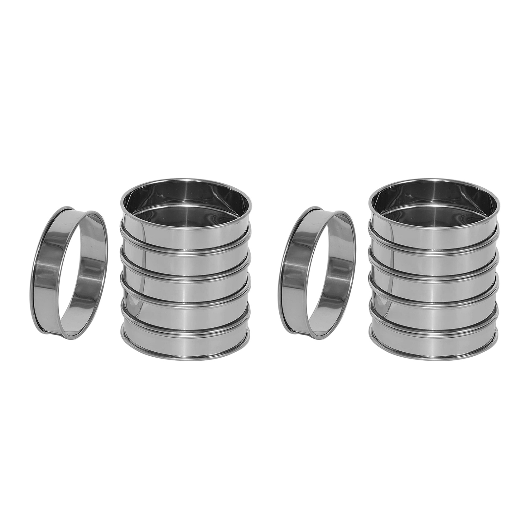 fasdaga 12 Pack 4 Inch Double Rolled English Muffin Rings, Stainless Steel Crumpet Rings, Tart Rings, Round