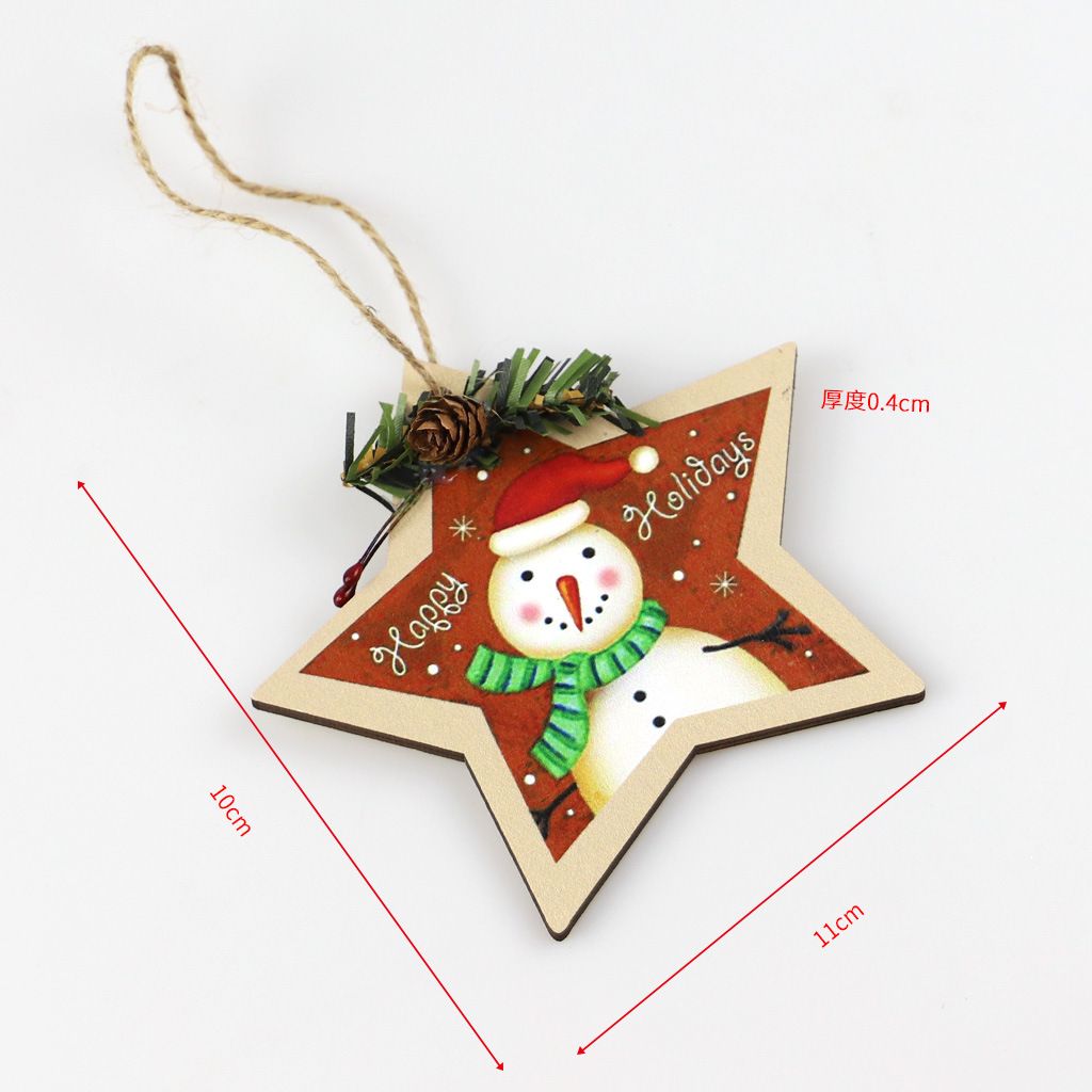 Holiday Home Party Indoor Wooden Ornament Xmas Art Props Snowman Elk Pendant Christmas Tree Hanging