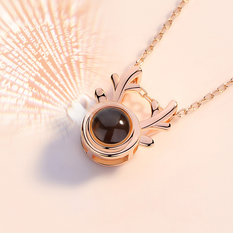 【Mega Sale】Necklace all the way Joker clavicle projection 100 kinds of I love you language simple pendant