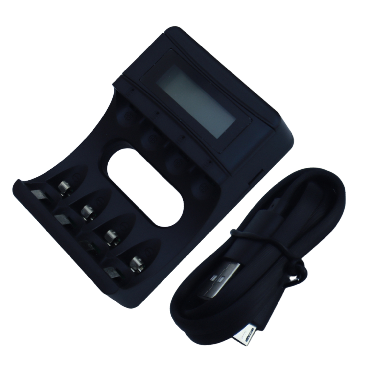 Goop GD-04K 4 Slots Smart Intelligent Battery Charger For AA/AAA Ni-MH/Ni-Cd Rechargeable Batteries with LCD Display (Black)
