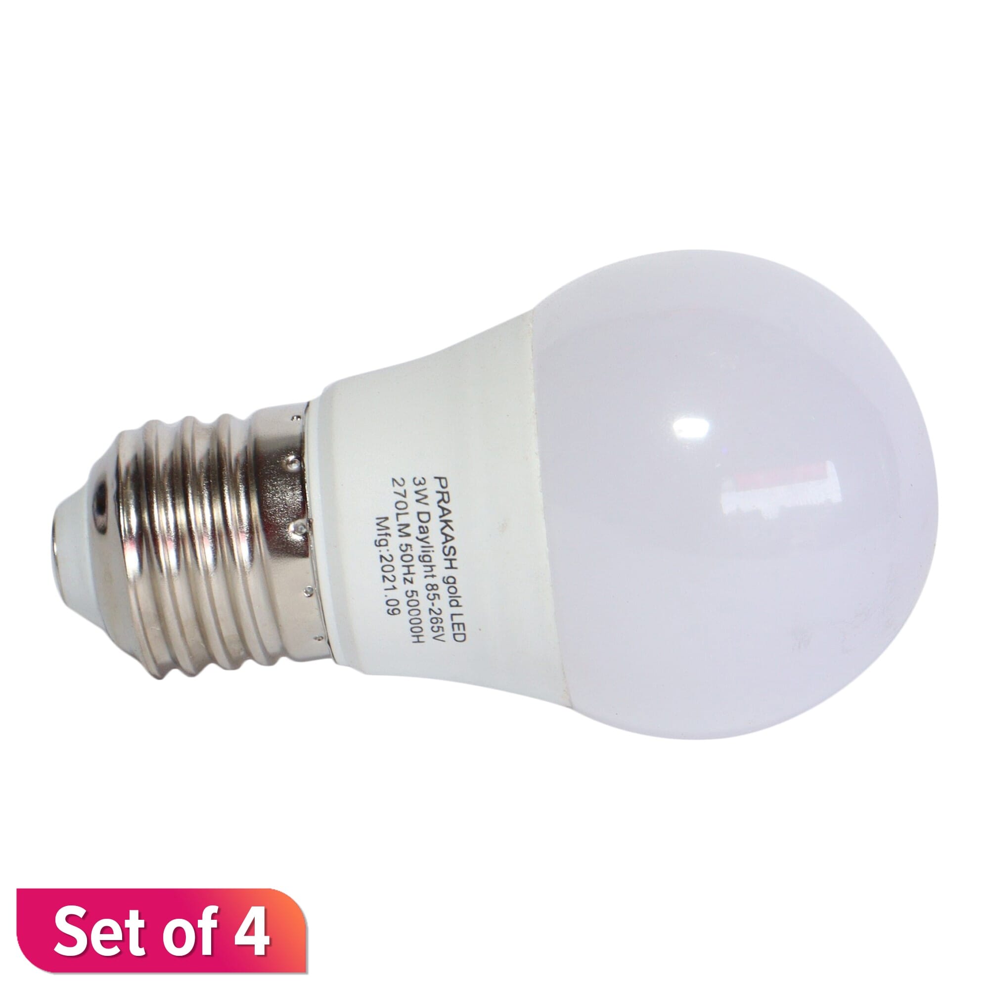 Prakash E27 White 3W Led Bulb Light Set Of 4
